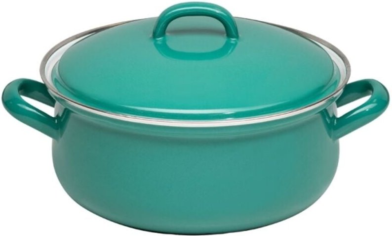 Riess Kasserolle mit Deckel Ø20cm 2L Nature Green Dark Emaille