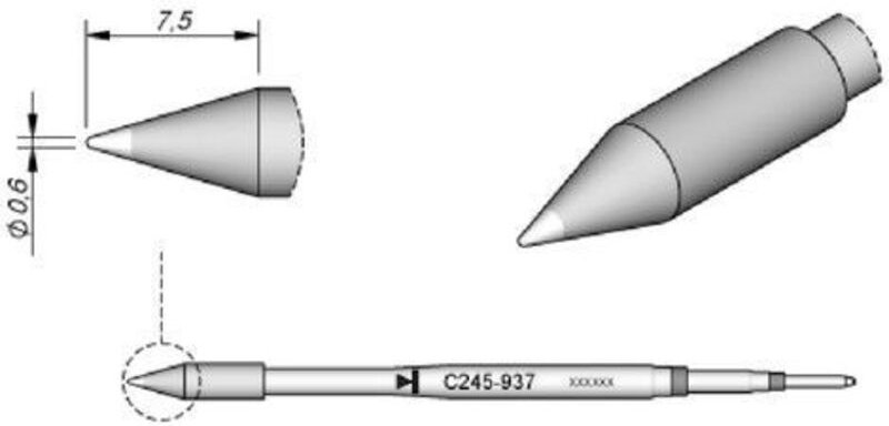 JBC - Tools C245937 Lötspitze Rundform, gerade Spitzen-Größe 0.6 mm Inhalt 1 St.