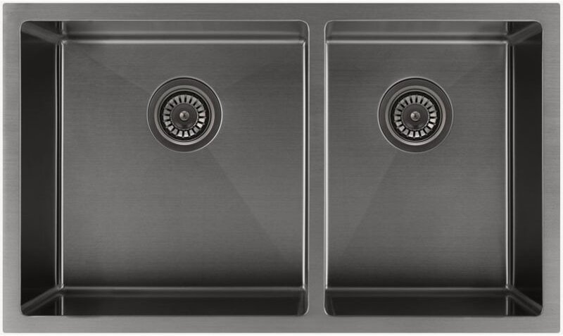 Doppelte Küchenspüle 760 mm - gun gebürstetem Metall - Jaboty