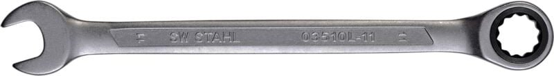 SW-Stahl 03510L-11 Gabelringratschenschlüssel 11 mm I feinverzahnt mit 72 Zähnen I Maulschlüssel mit Ringratsche I Ringr...