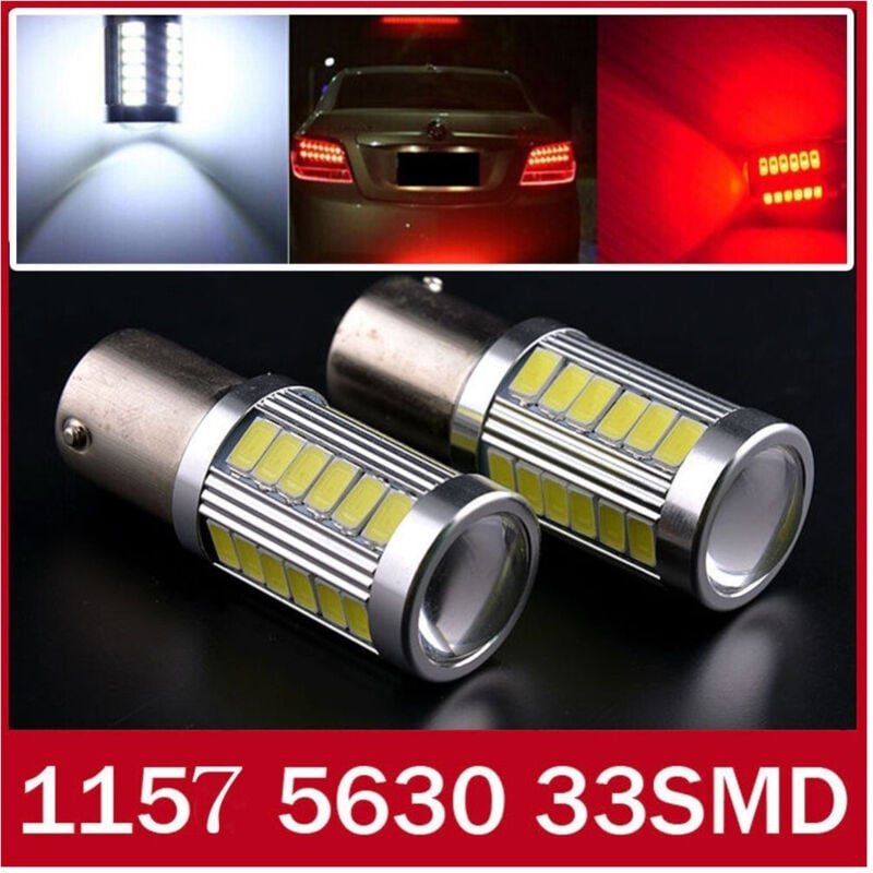 Trade Shop Traesio - Trade Shop - 2 Birnen Positionslicht Rücklicht Bremslicht Bay15d 33 led smd 12 - 24 Volt -