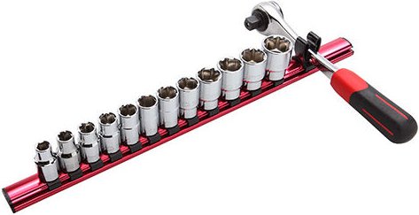 Thumbnail - Satz von 13 Steckschlüsseln und Knarre 1/2'' auf magnetischem Rack Sam Outillage 75-SH13N