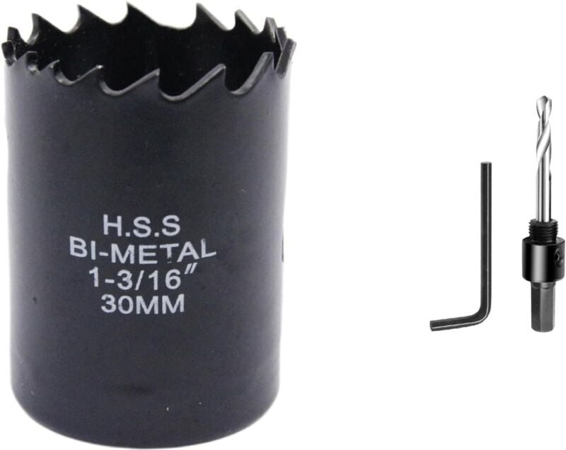 30 mm Lochsäge. Kreisförmiger Lochsägenkopf, Schnitttiefe bis 38 mm, geeignet für Holz, Kunststoff, Gipskarton und Rundr...