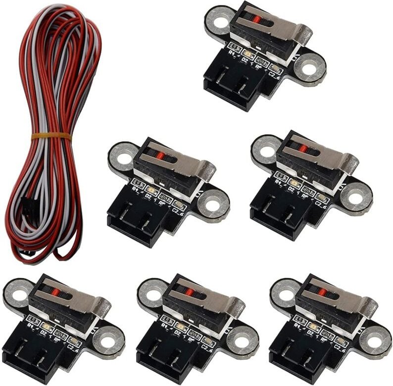 6-teiliger 3D-Druckerschalter, mechanisches Endschaltermodul, Mini-Endschalter mit 1 m 3-poligem Anschluss für Druckerte...