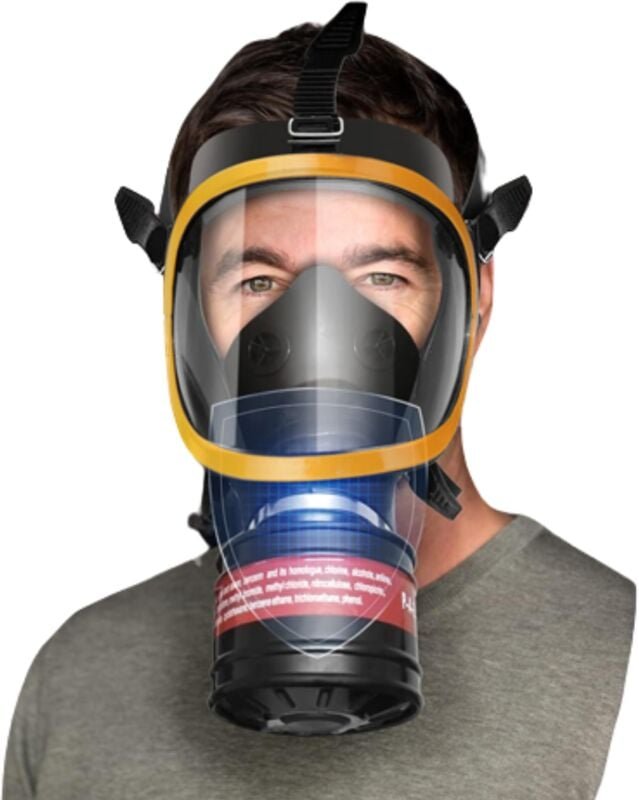 Wiederverwendbare Vollgesichts-Atemschutzmaske für organische und anorganische Dämpfe, saure Gase, Ammoniak, Begasung, F...