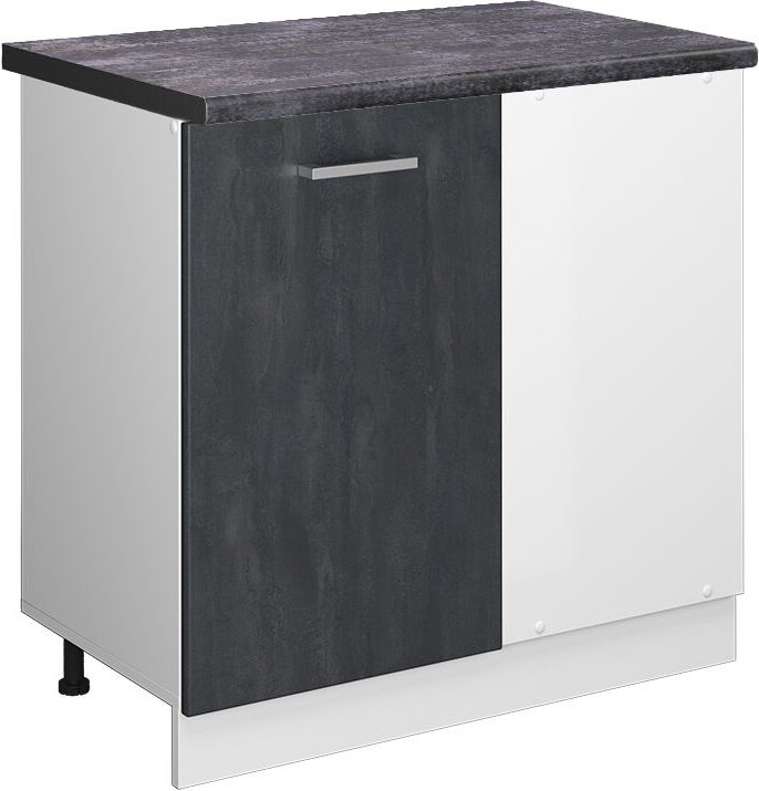 Vicco - Eckunterschrank R-Line, Schwarz Beton, 86 cm ap Anthrazit