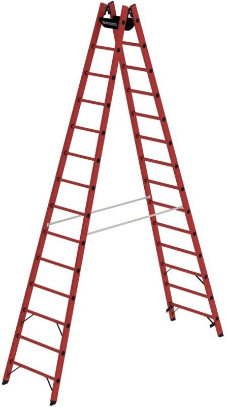 Thumbnail - Günzburger Steigtechnik - Sprossen-Stehleiter gfk 2 x 14 Sprossen - 036414