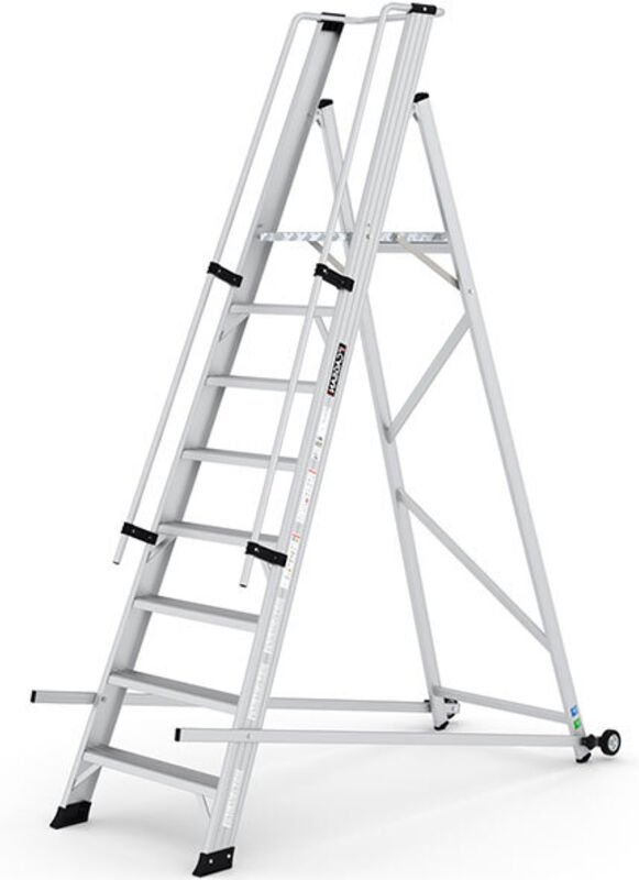 Mobile Stehleiter 8 Stufen - Maximale Arbeitshöhe 4.00m - VE7