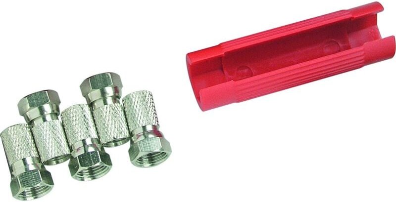 Montageset für f Stecker ADH14 531 rot, mit Aufrdrehhilfe und f Steckern F-Stecker - Schwaiger