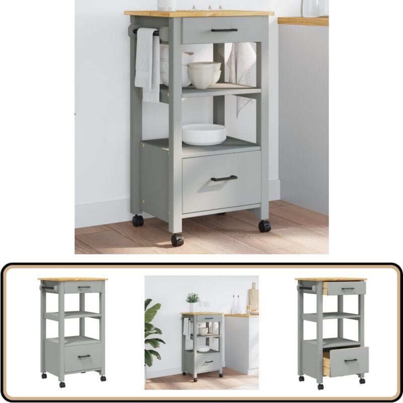 Küchenwagen monza 48x40x90 cm Massivholz Kiefer - Holz Küchenwagen - Küchenschrank - Vintage Stil - Massivholzküche - Kü...