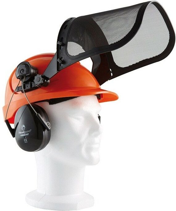 Singer Safety - Forsthelm singer orange / Anti-Lärm-Schalenhelm / Visierhalter / Gittervisier - HGCF01