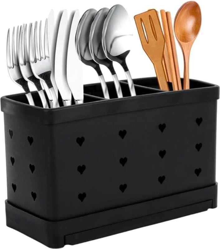 Csparkv - 1 Stück Küchenutensilienhalter aus Edelstahl mit großem Fassungsvermögen und 3 Fächern, Multifunktions-Abtropf...