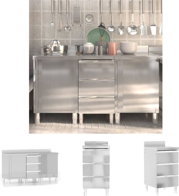 Gastro-Küchenschränke 3 Stk. Edelstahl - Gastronomie - The Living Store