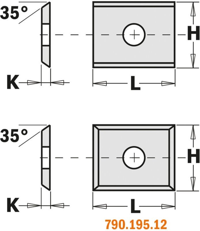 790.195.12 STD WENDEMESSER (4/35°) 19,5 x 12 x 1,5 mm HW-K1920