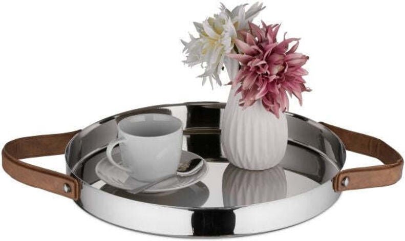 Silver serving tray with handles