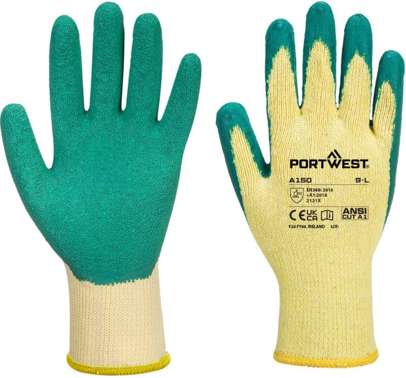 Gestrickte Handschuhe mit klassiver Latex-Beschichtung Grün XL - Größe 10