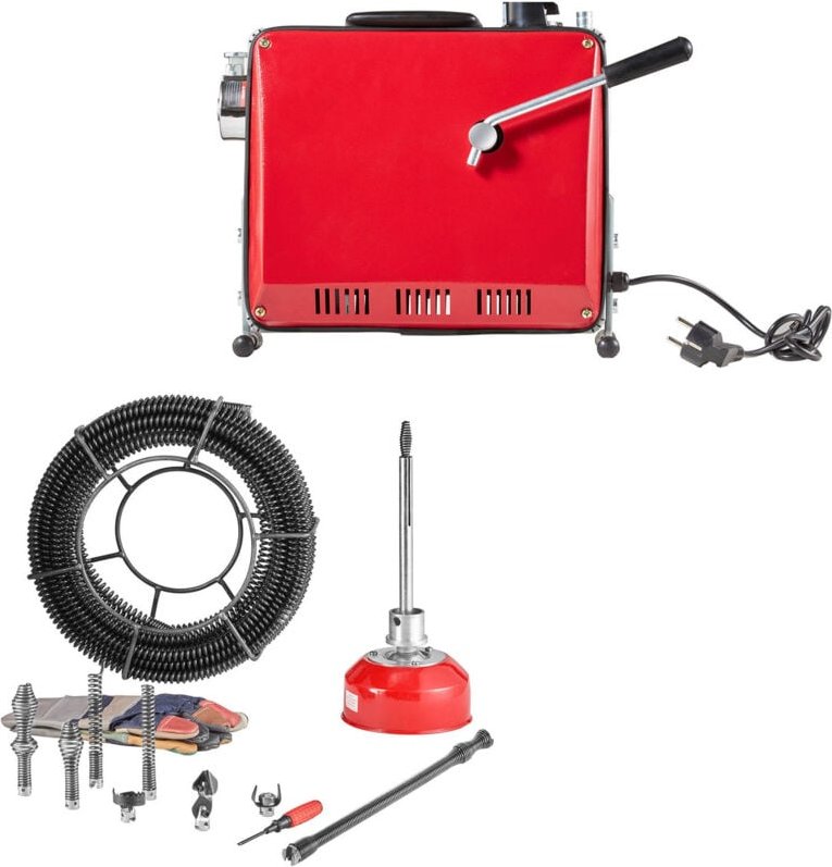 Mophorn Elektrische Rohrreinigungsmaschine, 500 W, 1400 U/min, Abflussreiniger mit 20 m x 16 mm und 5 m x 9,5 mm Spiralk...