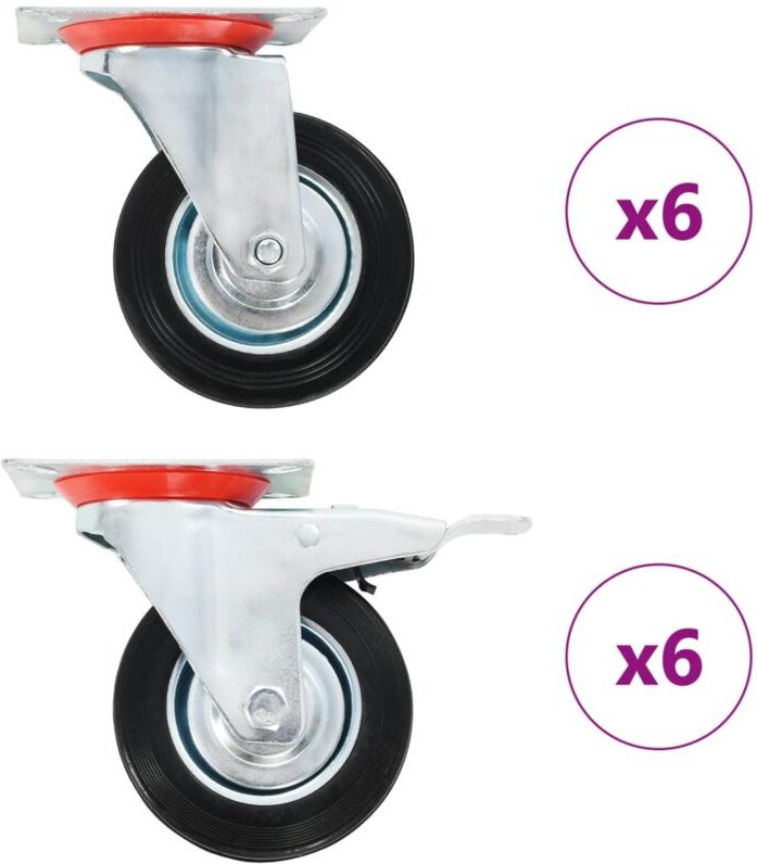 12 Stk. Lenkrollen 100 mm Vidaxl