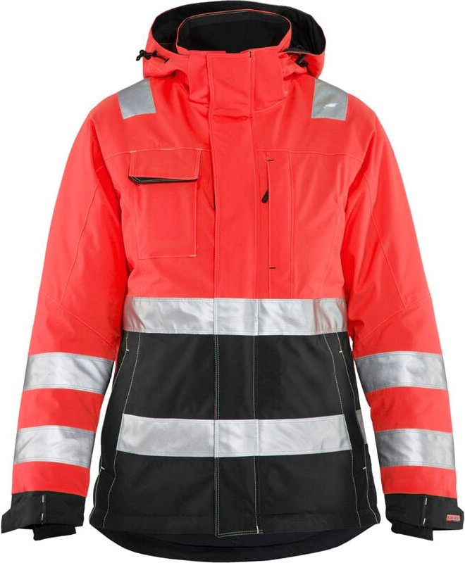 Thumbnail - Arbeitsjacke mit Futter, hohe Sichtbarkeit, Damen 4872 – Neonrot/Schwarz XS