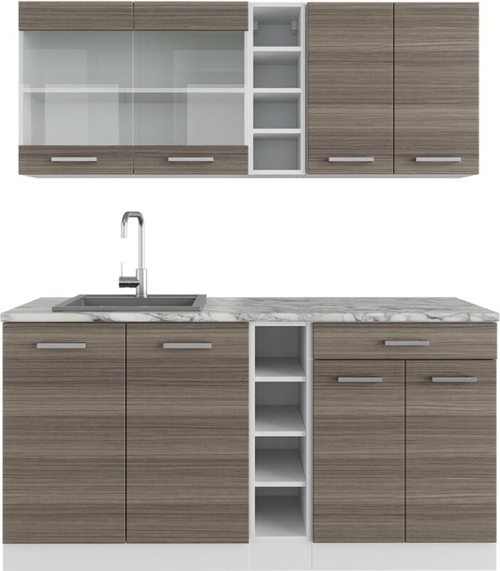 Thumbnail - Vicco - Singleküche R-Line, Edelgrau/Weiß, 160 cm ohne Arbeitsplatte