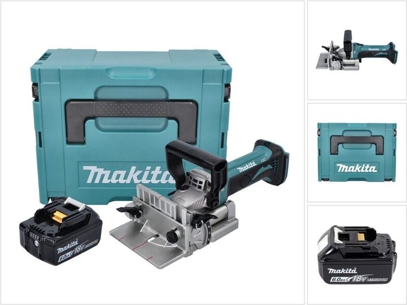 Makita - dpj 180 G1J Akku Nutfräse 18 v 100 mm + 1x Akku 6,0 Ah + Makpac - ohne Ladegerät