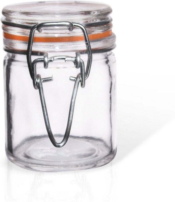 Glass jar with airtight patent lid for safe storage