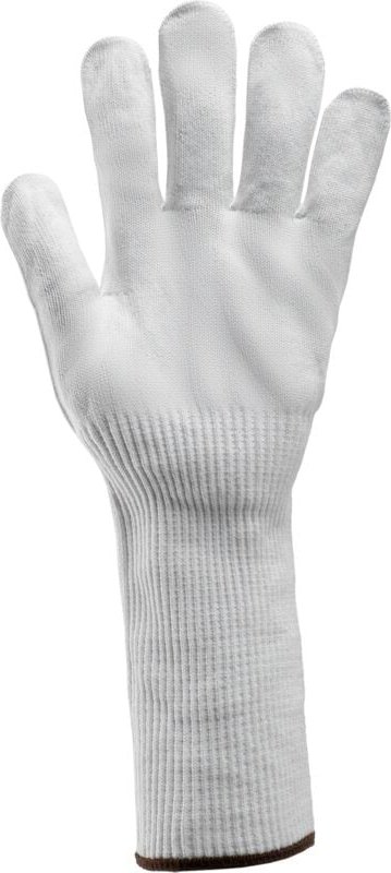 Pack mit 10 Paar Arbeitshandschuhen EUROCUT FOOD, gestrickt, weiß – Cut E, Größe 9