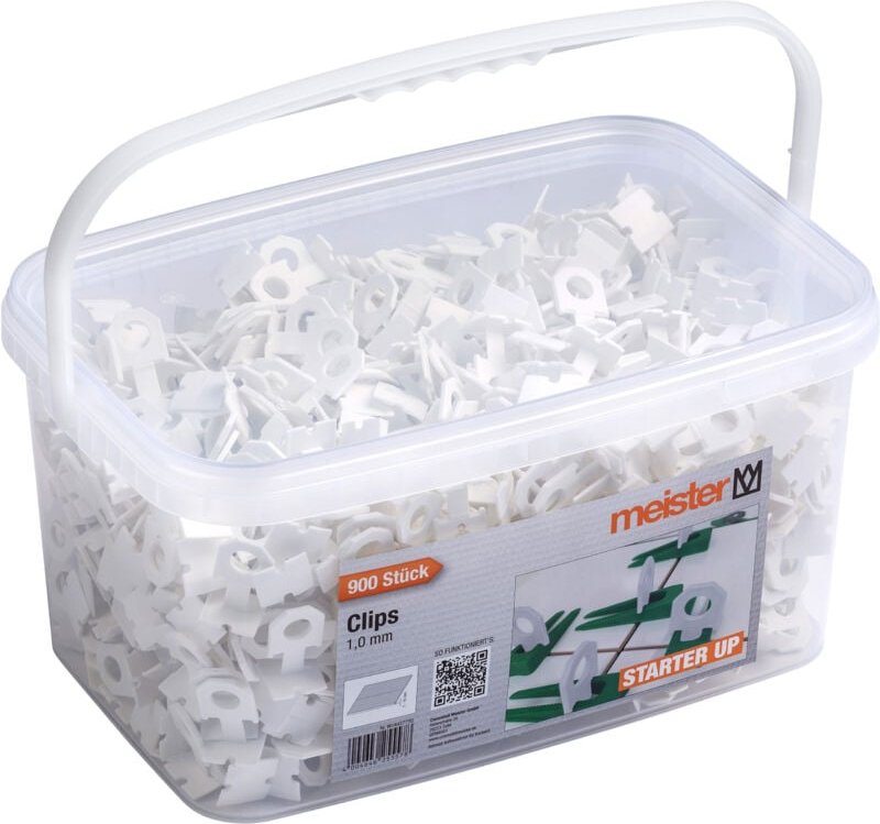 Conmetall - Meister Clips für Nivelliersystem 'Starter' - 900 Stück - 1,0 mm Laschenstärke - Fliesendicke 7-15 mm - Pass...
