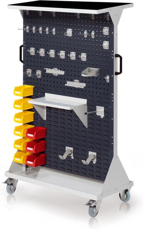 Kappes RasterMobil® mobiler Arbeitsplatzschrank Größe 4 1580x1000x500mm 4x Lochplatte 4x Schlitzplatte 50-teilig mit Auf...