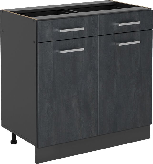 Vicco - Küchenunterschrank R-Line, Schwarz Beton, 80 cm ohne Arbeitsplatte