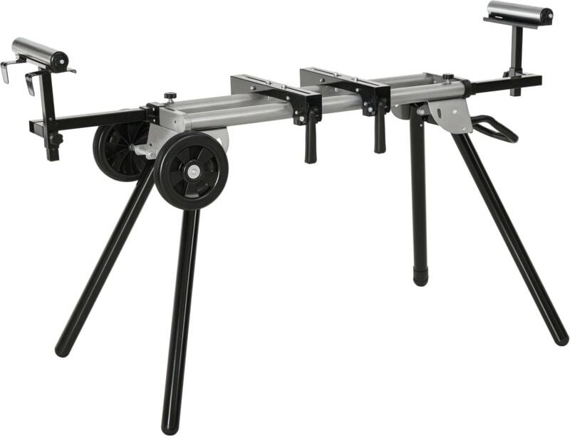 DURHAND Untergestell für Kappsägen Arbeitstisch für Kapp- und Gehrungssägen Sägengestell Kappsäge Stahl Schwarz+Silber S...