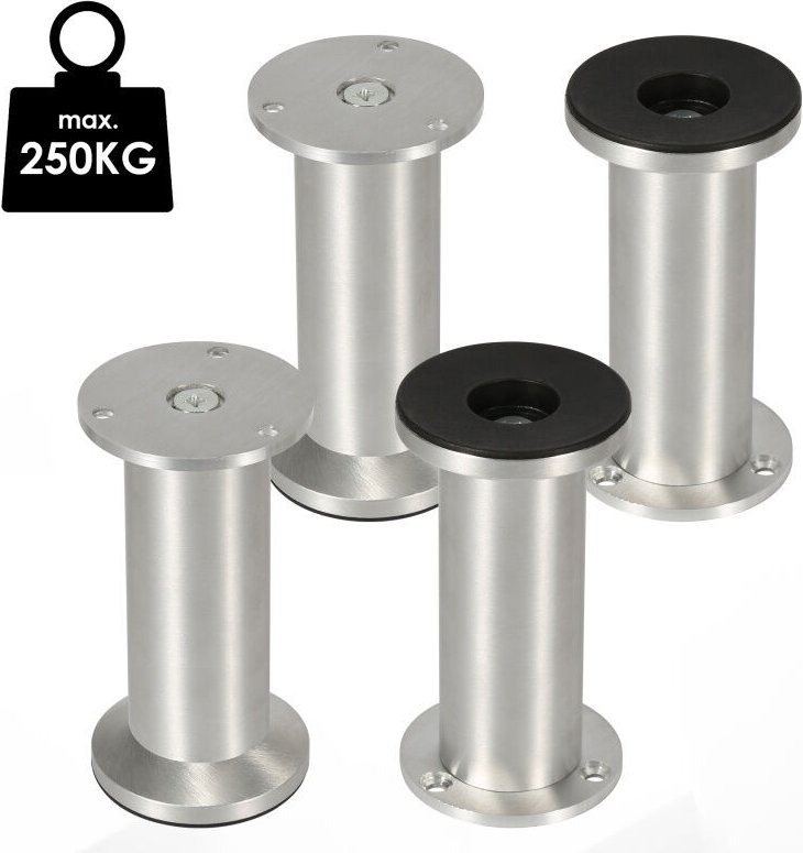 4er Set Möbelfüße Sockelfuß Tischfuß Möbel Aluminium,Höhe:180 mm, Durchmesser: 40 mm, Höhenverstellung: 15 mm - Swanew