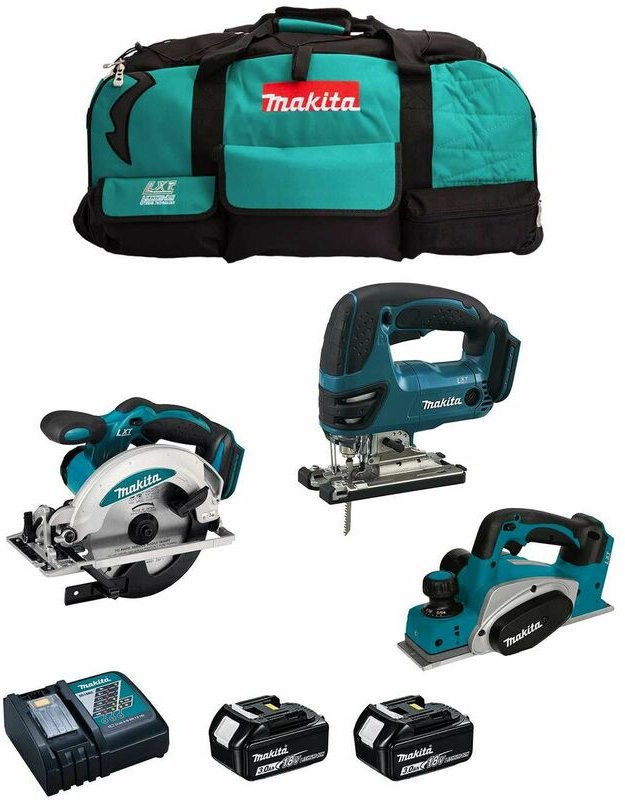 Thumbnail - Makita - Kit MPK18323B (DKP180 + DSS610 + DJV180 + 2 x 3,0 Ah + DC18RC + LXT600)