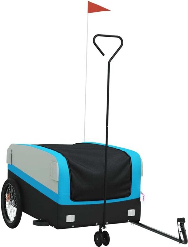 vidaXL Fahrradanhänger Schwarz und Blau 45 kg Eisen
