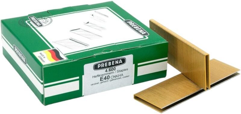 Prebena - E40CNKHA Heftklammern Klammern 40 mm Typ e 4600 Stück verzinkt geharzt