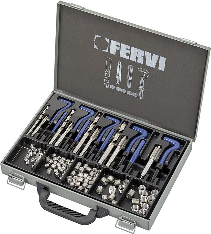 Fervi - Edelstahl M6-M14 metrisches Reparatur-Sortiment-Set 113-tlg e011b