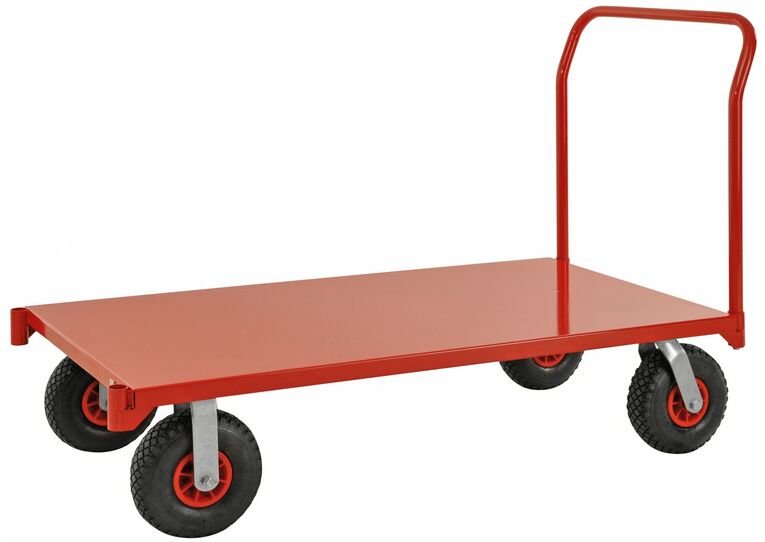 Kongamek extra grosser Plattformwagen in rot 1550x760x1050mm mit Schiebegriff Luftbereifung
