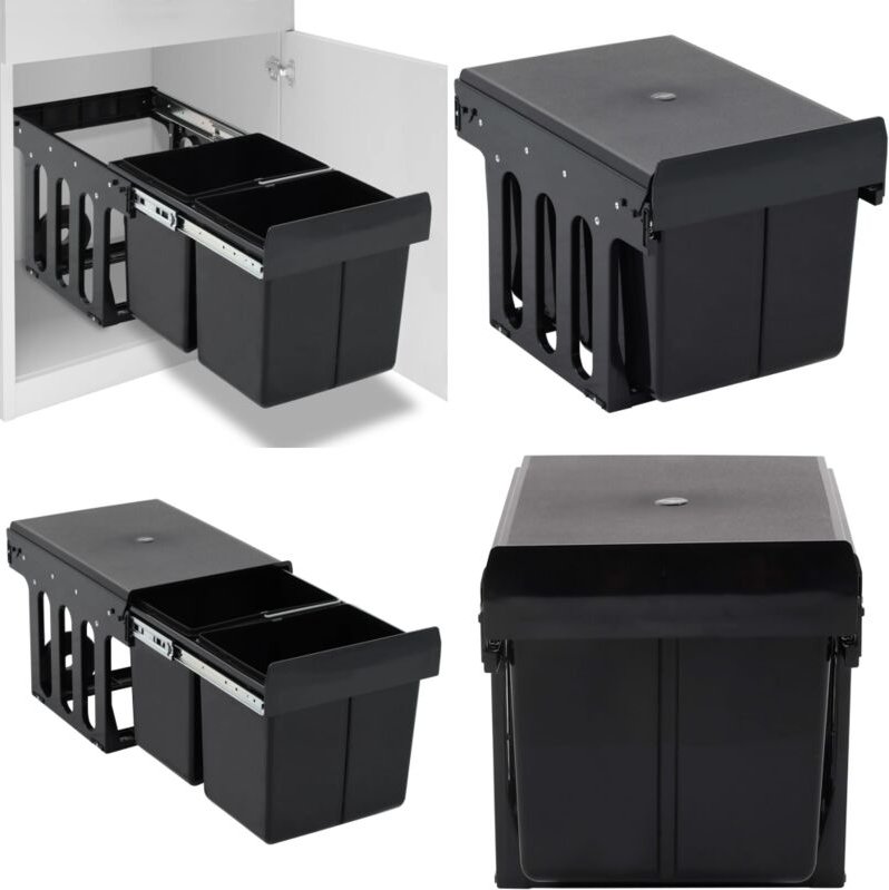 Vidaxl - Abfallsammler Soft-Close 36 l - Mülleimer - Abfalleimer - Home & Living - Schwarz