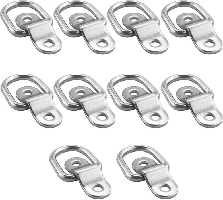Thumbnail - 10er-Pack D-Ring-Zurrgurte, 1/4 Zoll Hochleistungs-Zurr-D-Ringe, Anker-Zurrring für Ladungen auf Booten, Anhängern, LKWs...