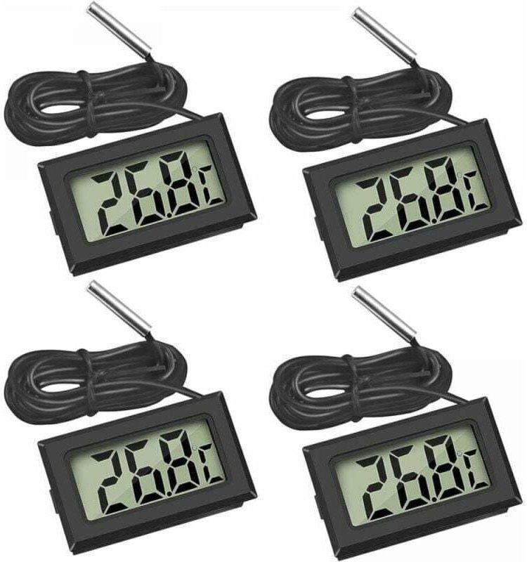 XVX - 4X Nero) Mini termometro digitale lcd con sonda di temperatura, sensore di temperatura, tester per frigoriferi, co...