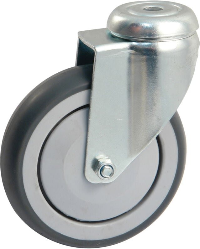 Lenkrolle mit runder Platte + AVL Bremse - Gummirad ø 100 - Tragkraft 100 kg - 550892O