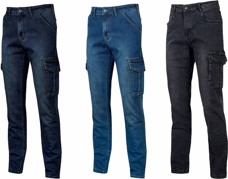 Tommy Arbeitsjeans mit mehreren Taschen - 38 - Blue Jeans - U-power