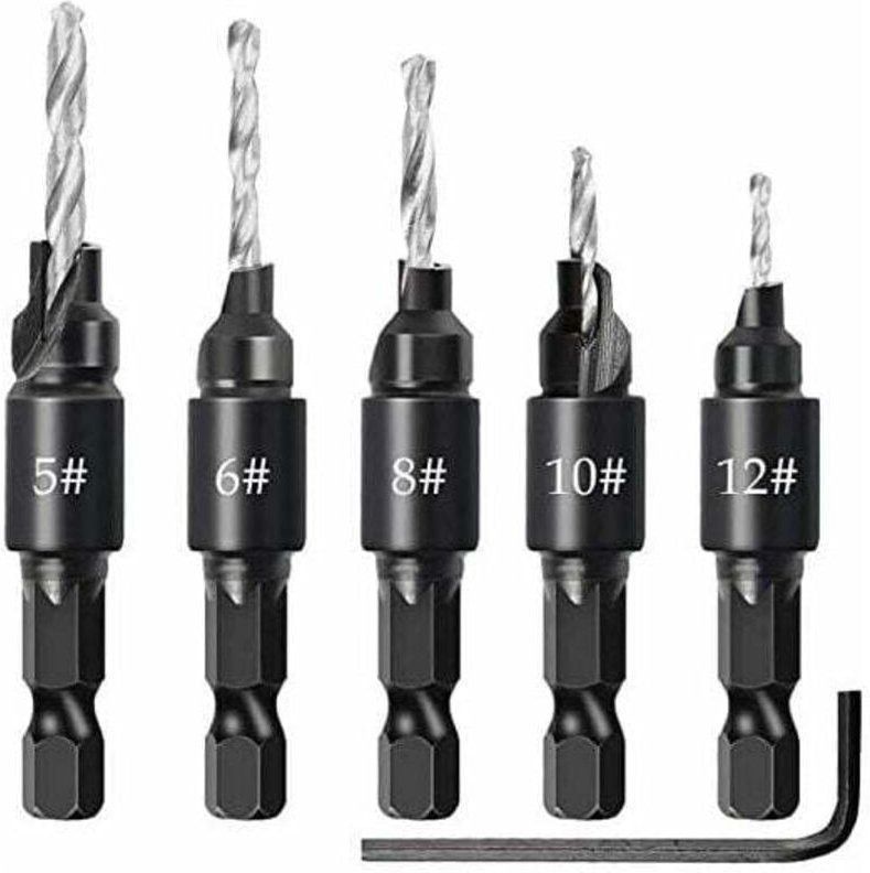 Odipie - 6-teilige HSS-Sechskantschaftbohrer, 5 6 8 10 12 1/4 Zoll verstellbares Loch, Holzbearbeitungswerkzeug mit Sech...