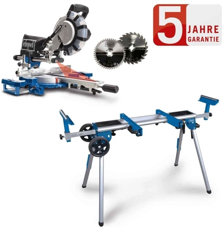 Kapp und Gehrungssäge HM216SPX Zugsäge 2.Sägeblatt Set mit UG200 - Scheppach