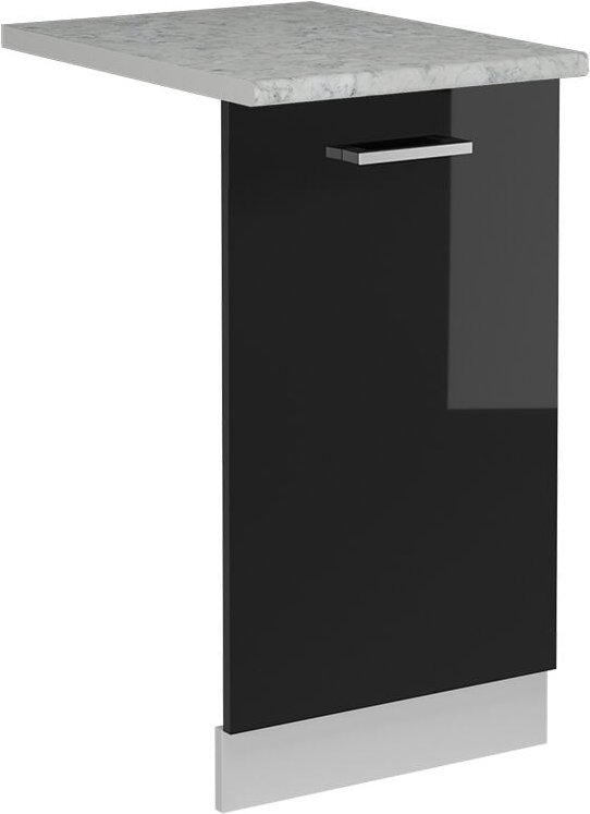 Vicco - Geschirrspülblende R-Line, Schwarz Hochglanz, 45 cm , ap Marmor