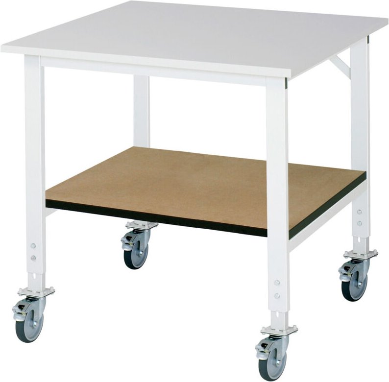 Fahrbarer Arbeitstisch (hv) Tom KM-01, B1000xT1000xH910-1230mm, M-Platte-22mm - RAU