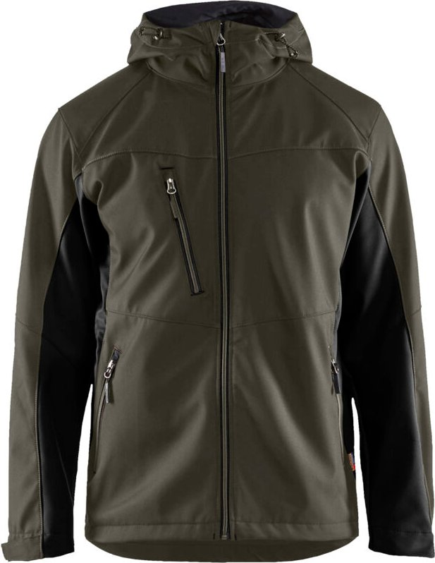 Arbeits-Softshell-Jacke mit Kapuze 4753 - Khaki/Schwarz XL