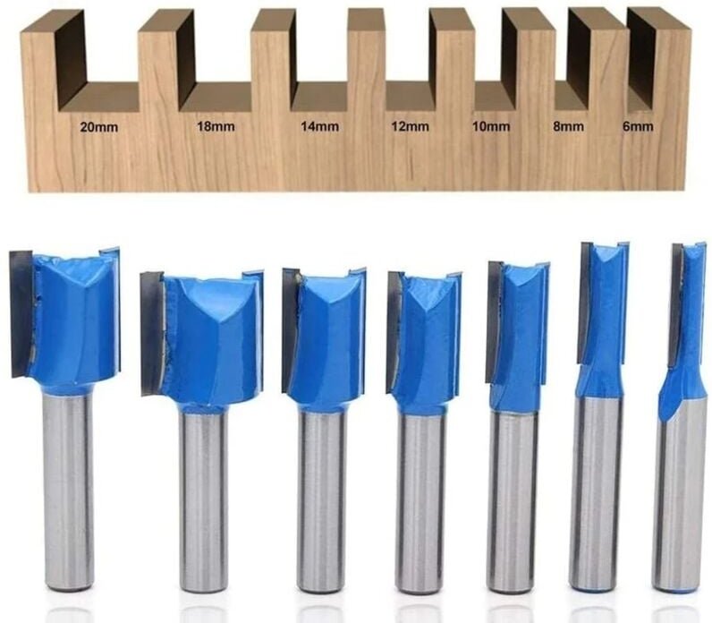 Thumbnail - Fräser-Reinigungsbits, Fräser für die Holzbearbeitung, 6/8/10/12/14/18/20 mm Durchmesser, bündiges Muster-Fräser-Set, 8 ...