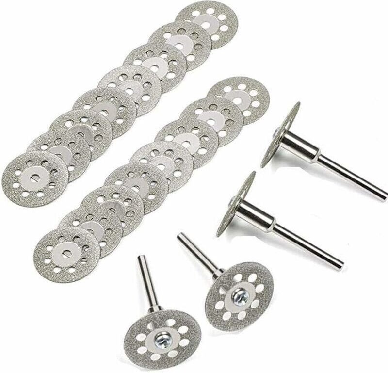 Jalleria - Diamant-Trennscheibe, 20 Stück, 22 mm, Diamant-Mini-Trennscheiben mit 4 Dornschäften für Rotationsscheiben fü...