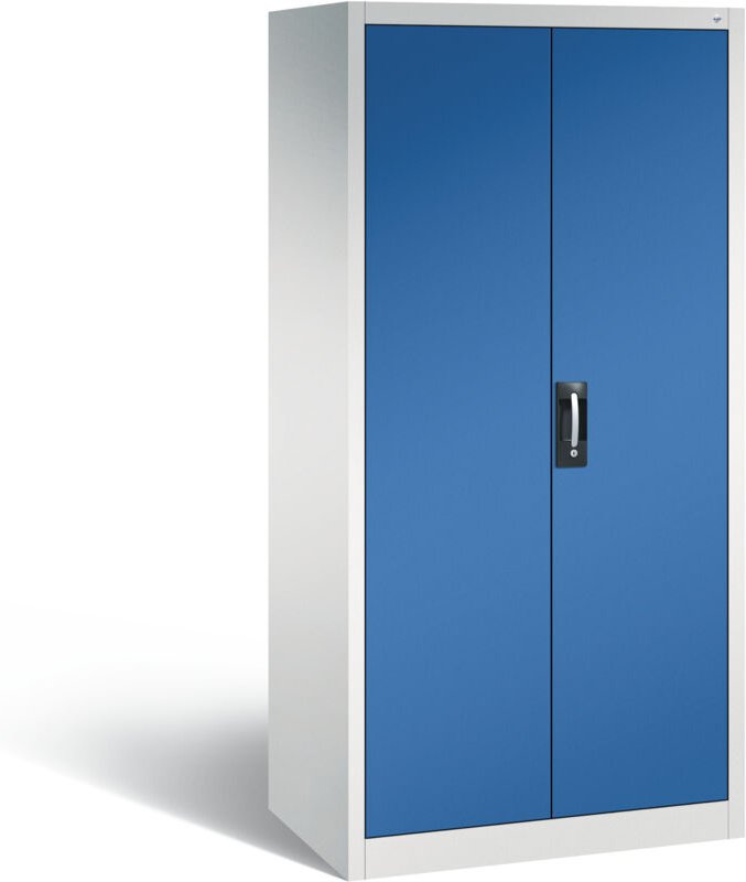 C+P Werkzeugschrank mit Drehtüren, innen 4 Böden, H1950xB930xT600mm Front Enzianblau Korpus Lichtgrau